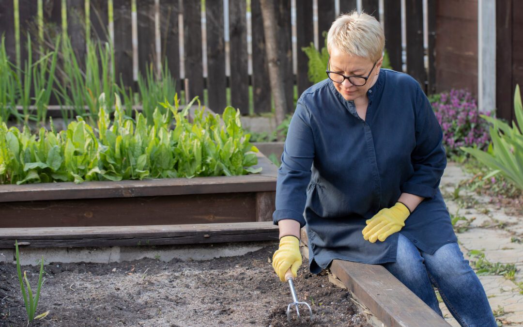 Women tending to garden