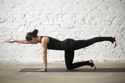 woman doing bird dog stretch