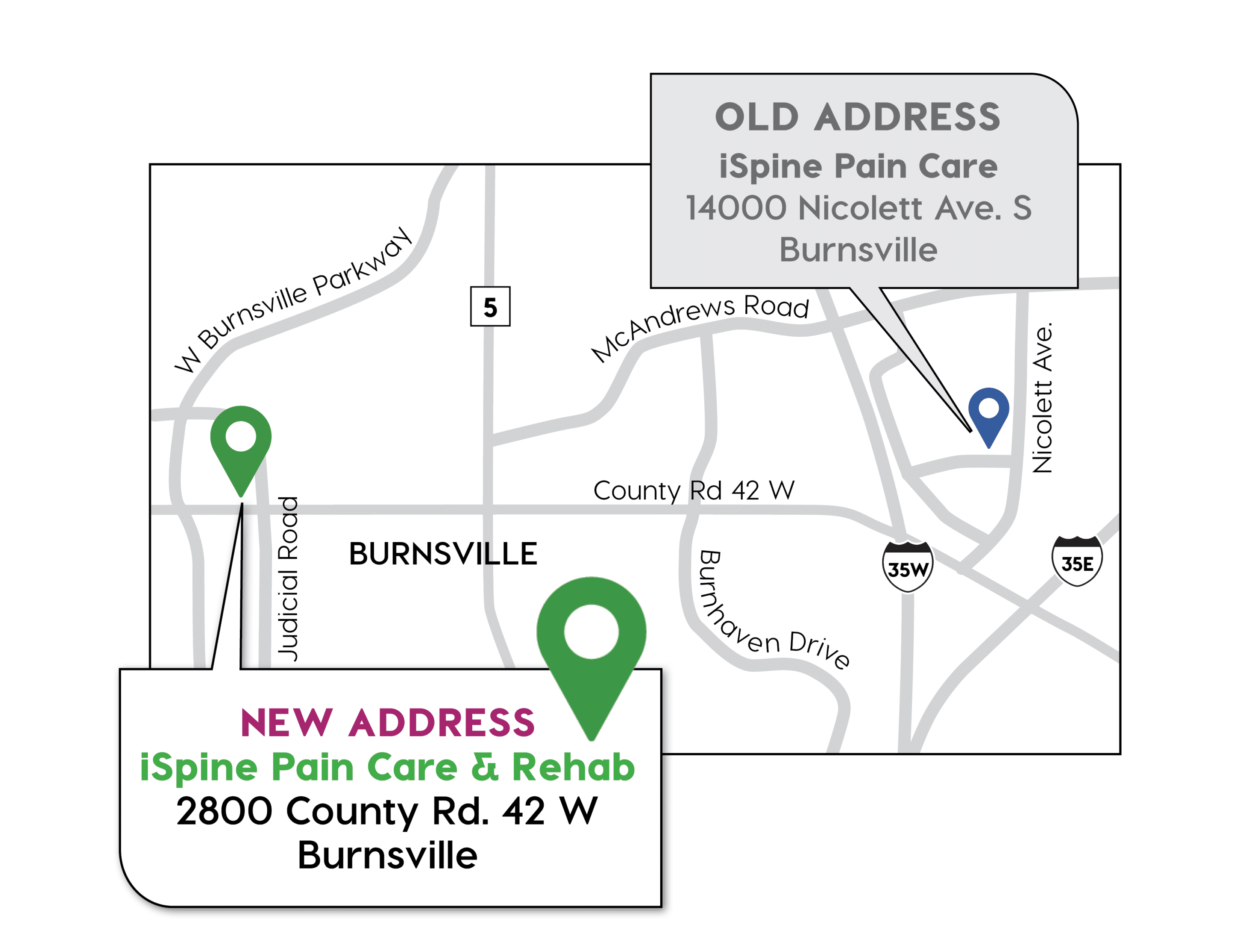 iSpine Burnsville Pain Care new address map